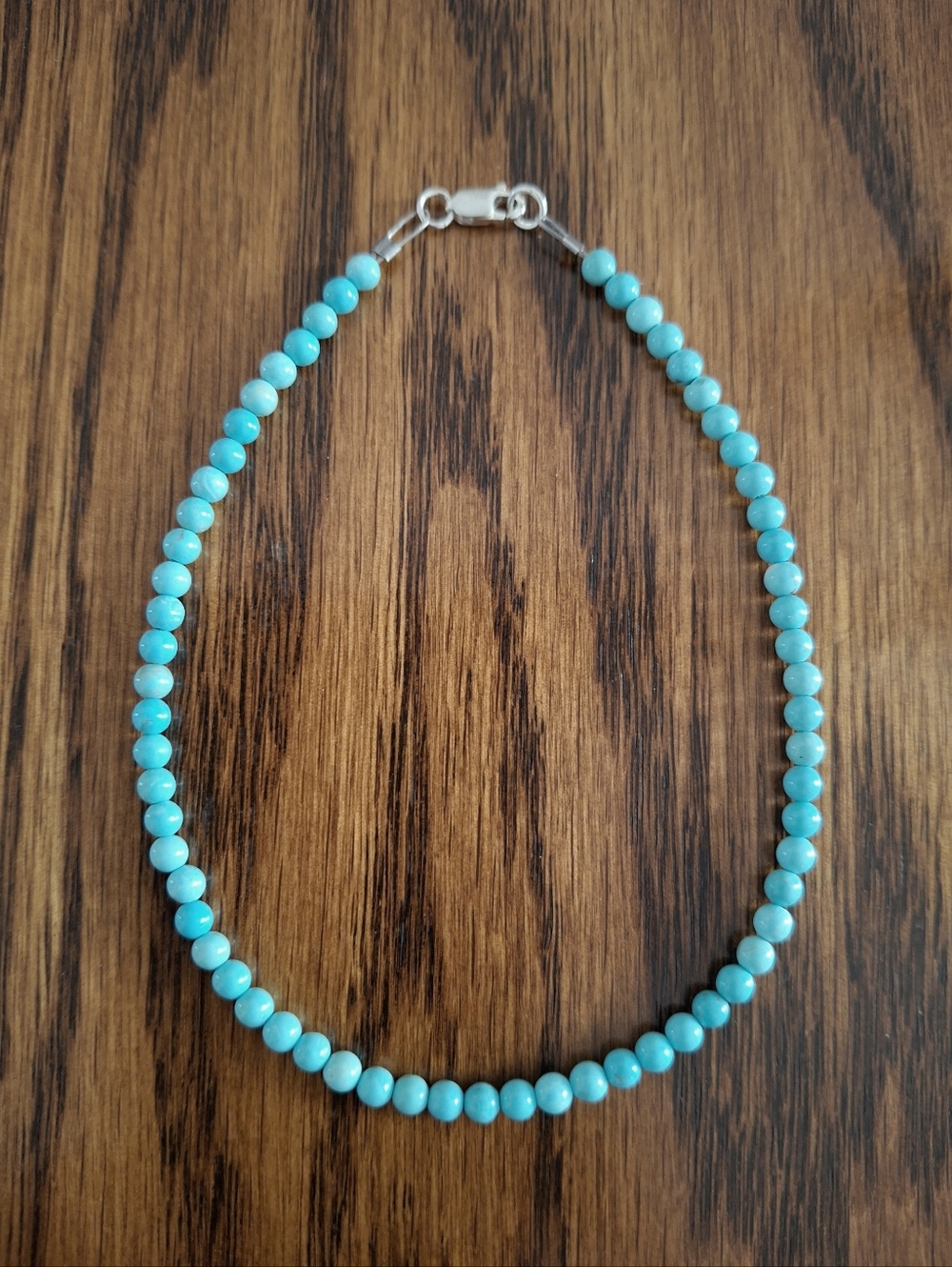 Anklet Turquoise 3mm Natural Stone Beads 9.5"
